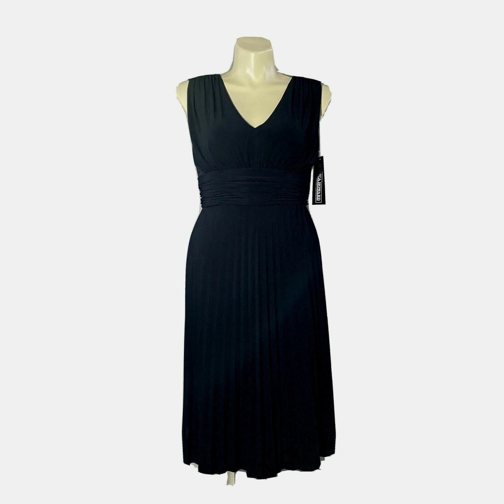 NWT‎ Jessica Howard Evening Dress 12 Black Jersey Knit Knife Pleat Skirt Empire